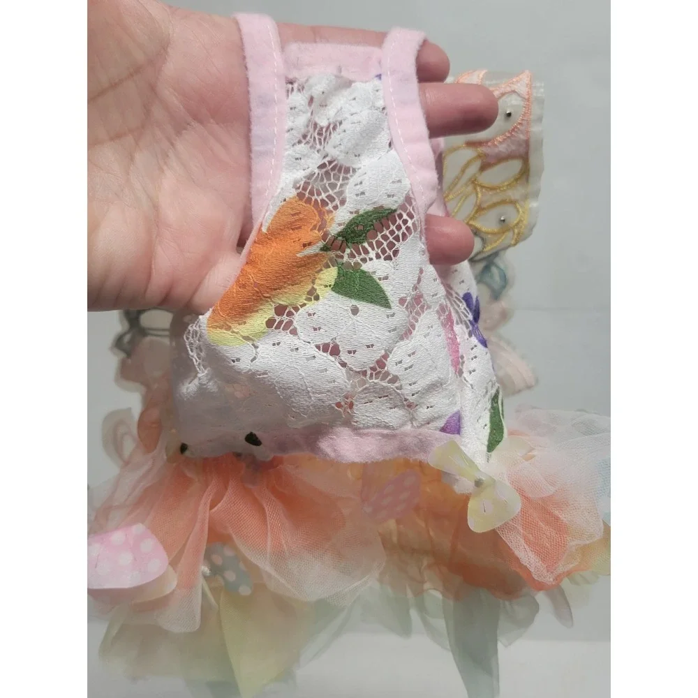 Pastel Butterfly Pet Tutu Dress Lace Floral Fairycore Small Dog Cat Costume